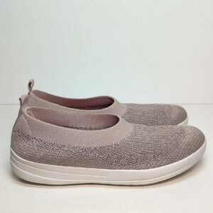 FitFlop Uberknit Mink metallic slip on flat sneaker shoe woman's size 9 EU 41